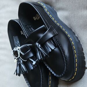 Dr. Martens Black Kiltie Tassel Platform Loafers